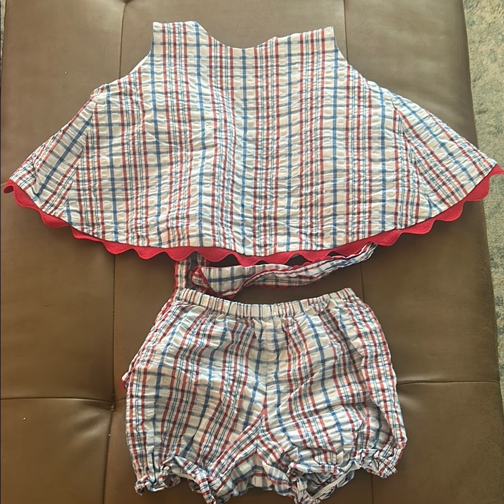 The Beaufort Bonnet Company Red and Blue Swing Tie Back Matching Set
